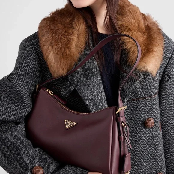 Prada Aimee Medium Deep Burgundy Shoulder Bag, new. - Picture 3 of 10